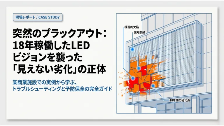 18年稼働した大型LEDビジョンの異変:表示トラブルの裏側に潜む「物理的な寿命」とその対策 4 1 2