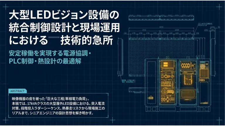 大型LEDビジョンにおける電源・制御システムの設計思想と現場実装:突入電流対策からPLCシーケンス設計まで 3 1 3