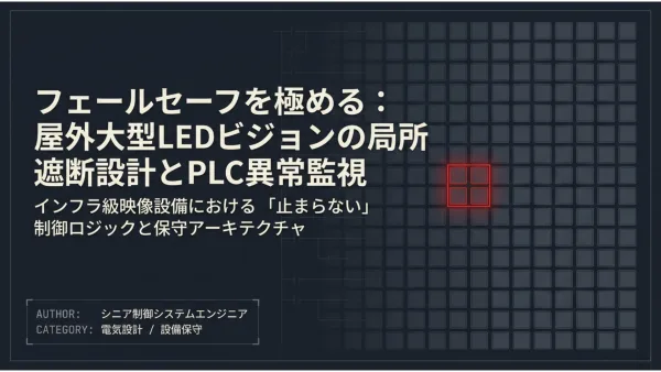 PLC異常監視システムと局所遮断設計による、屋外大型LEDサイネージのフェールセーフ運用 1 PLC異常監視システムと局所遮断設計による、屋外大型LEDサイネージのフェールセーフ運用