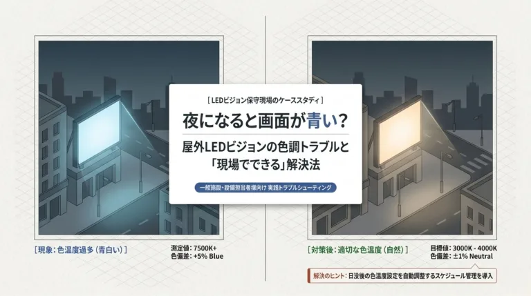 夜間の表示品質を再定義するLEDビジョンメンテナンス:色調調整と資産価値維持の現場レポート 6 1