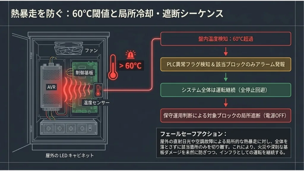 PLC異常監視システムと局所遮断設計による、屋外大型LEDサイネージのフェールセーフ運用 5 6 5