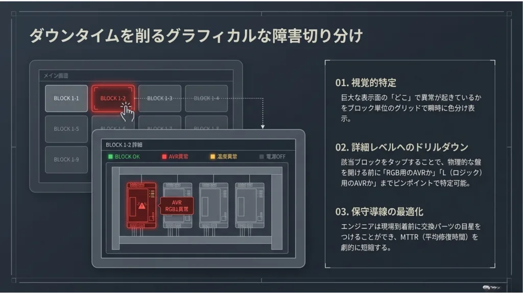 PLC異常監視システムと局所遮断設計による、屋外大型LEDサイネージのフェールセーフ運用 7 7 5